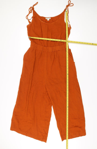 Whistles Women’s Orange Cotton Wide-Leg Jumpsuit Size 12