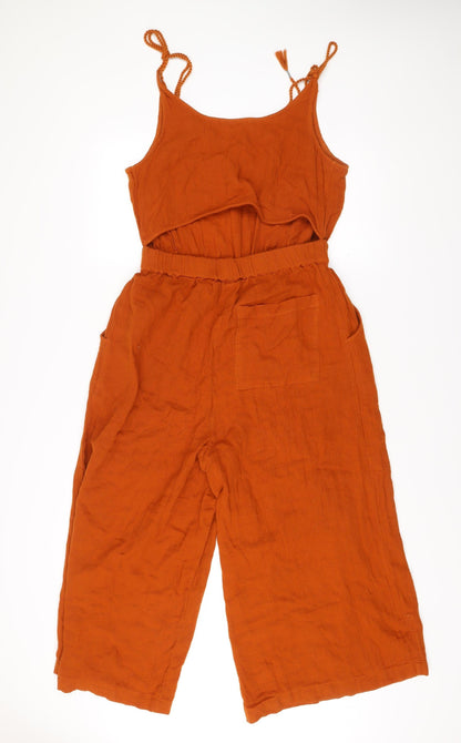 Whistles Women’s Orange Cotton Wide-Leg Jumpsuit Size 12