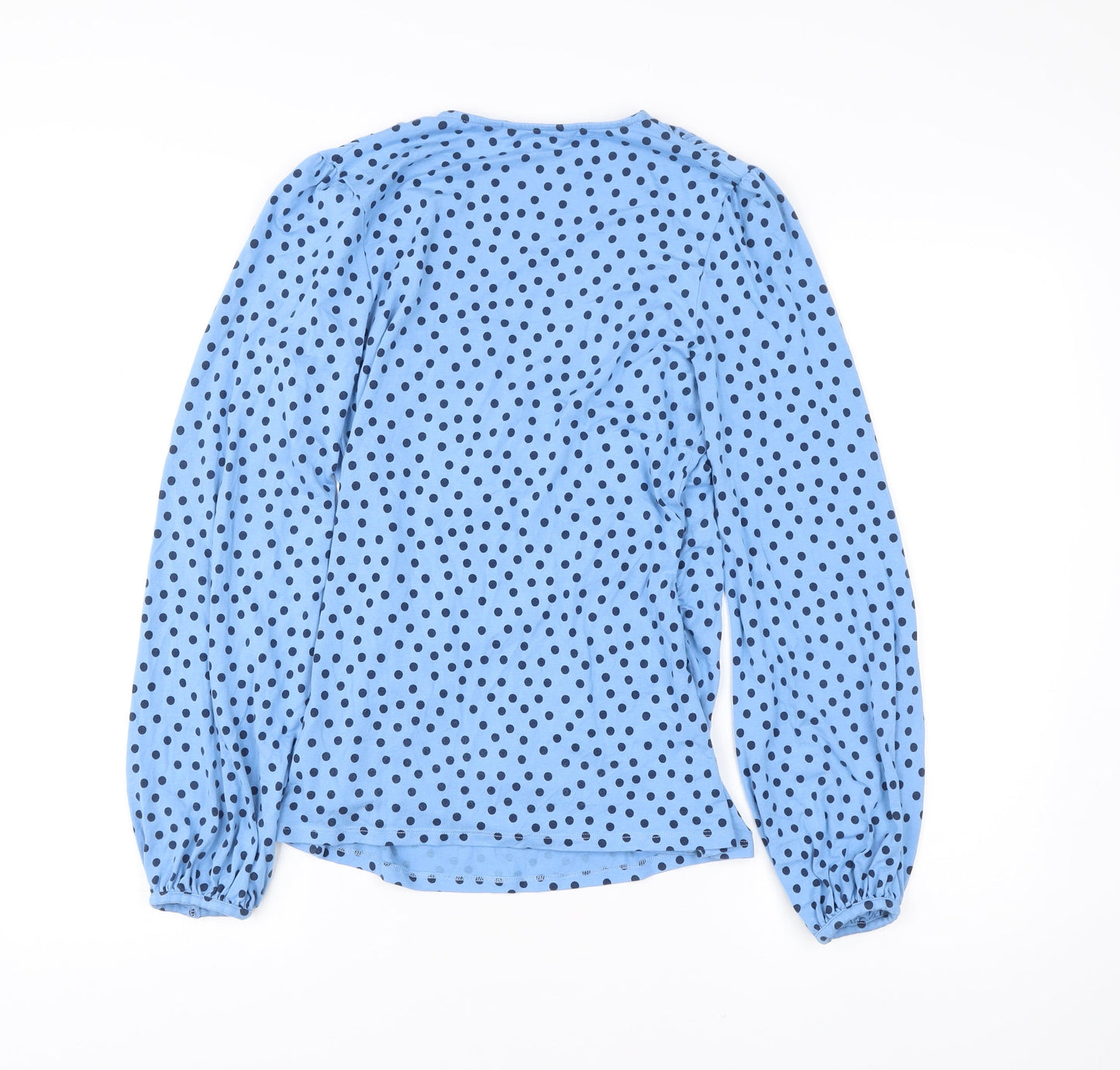 Boden Women’s Blue Polka Dot Wrap Jersey Blouse UK 12 Long Sleeve
