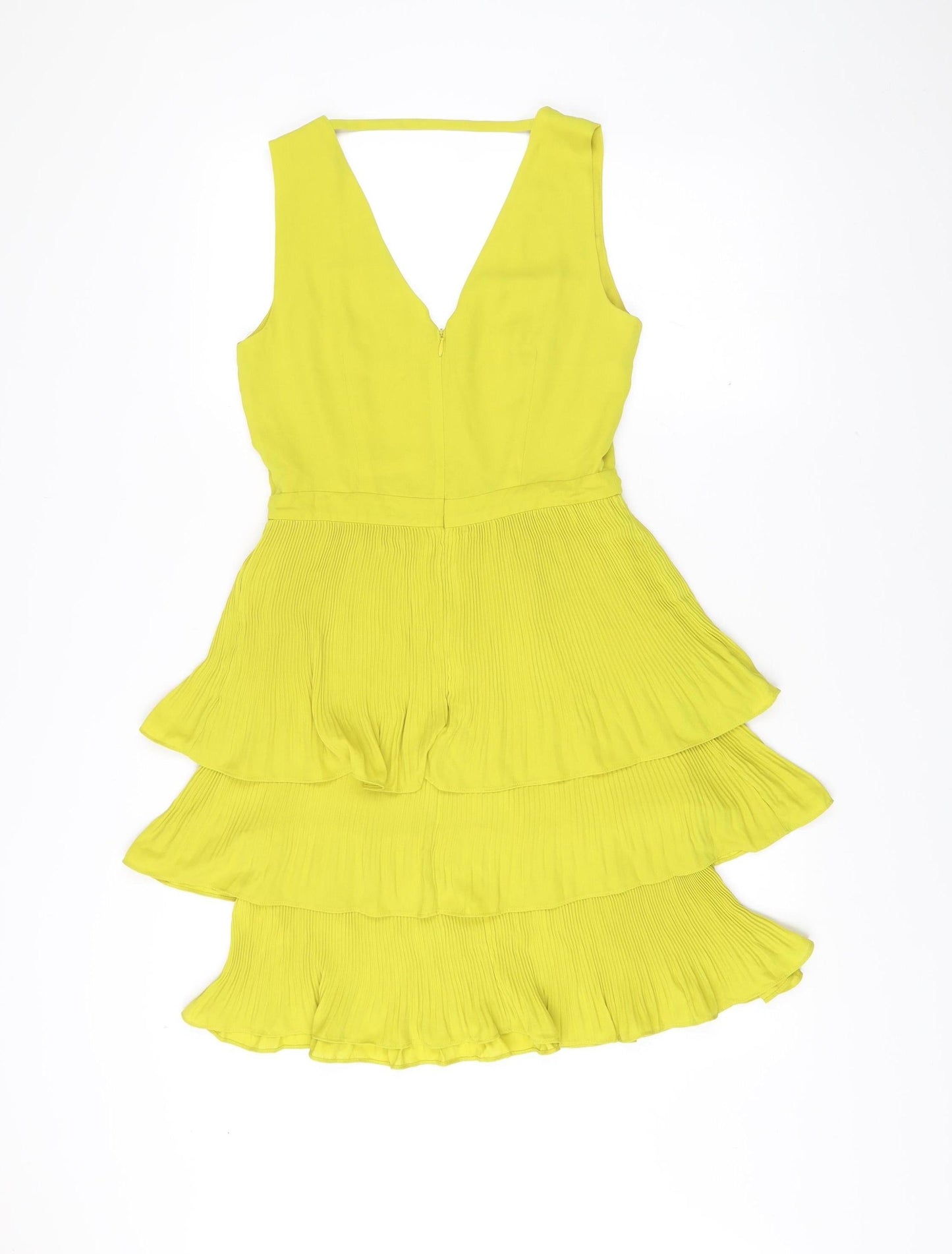 Oasis Women’s Yellow A-Line Party Dress Size 8 Sleeveless V-Neck