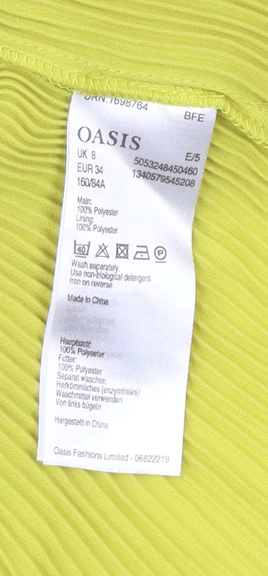 Oasis Women’s Yellow A-Line Party Dress Size 8 Sleeveless V-Neck