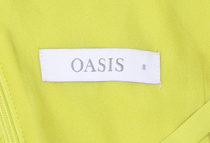 Oasis Women’s Yellow A-Line Party Dress Size 8 Sleeveless V-Neck