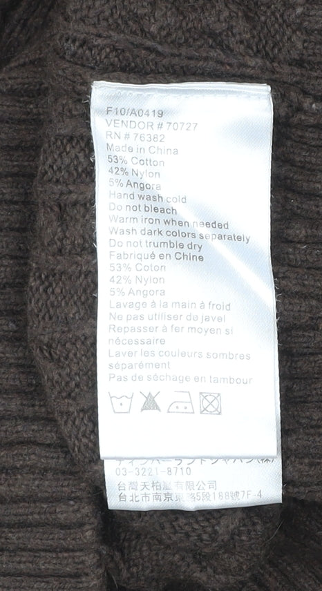 Timberland Men’s Brown Cable Knit V-Neck Pullover Jumper Medium