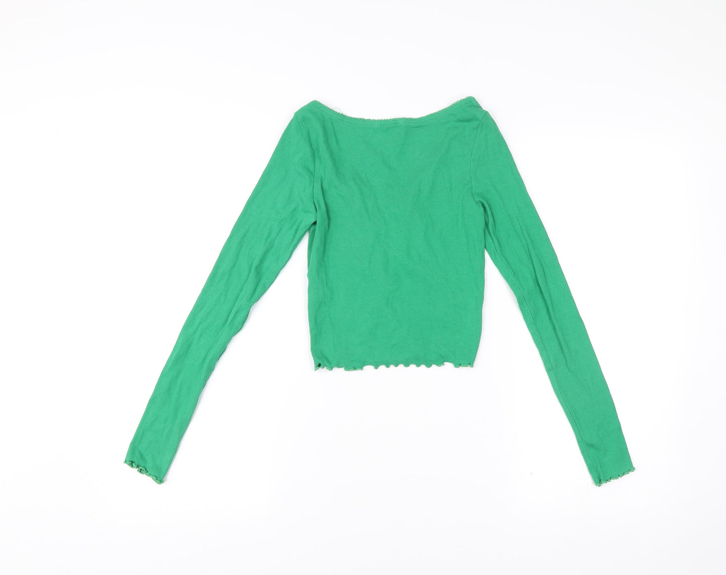 Womens UK Size XS Monki Green Cropped Blouse