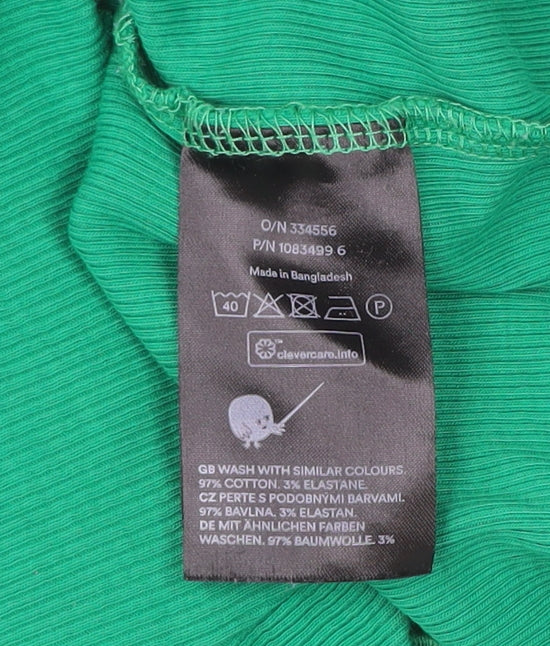 Womens UK Size XS Monki Green Cropped Blouse