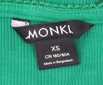 Womens UK Size XS Monki Green Cropped Blouse