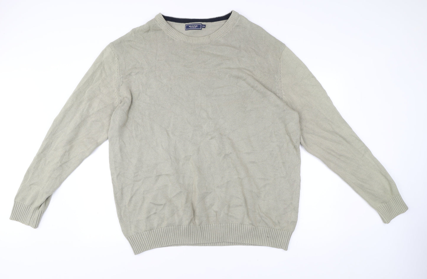 Maine New England Men's Beige 3XL Cotton Crew Neck Jumper