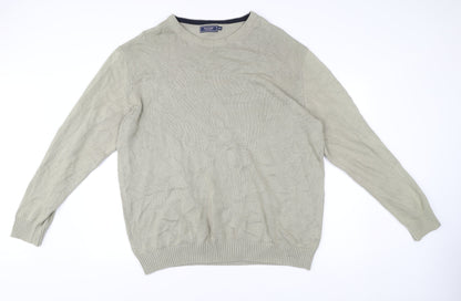 Maine New England Men's Beige 3XL Cotton Crew Neck Jumper