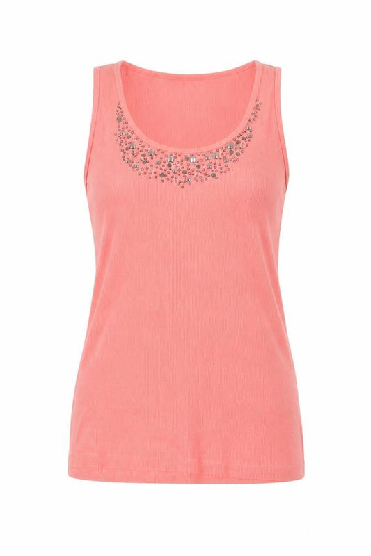 Debenhams Womens Pink Size 10 Sleeveless Beaded Tank Top