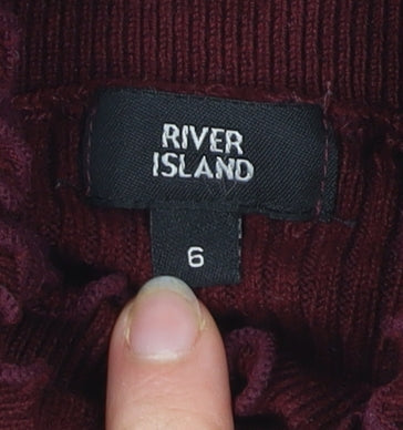 Womens UK Size 6 River Island Red Basic T-Shirt