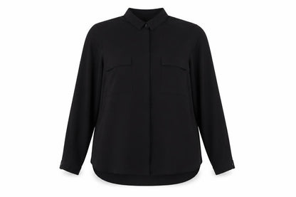 Dorothy Perkins Women Black Size 14 Long Sleeve Collared Blouse