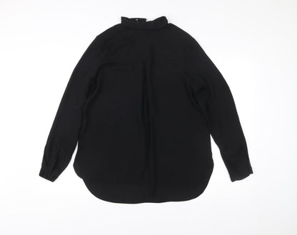 Dorothy Perkins Women Black Size 14 Long Sleeve Collared Blouse