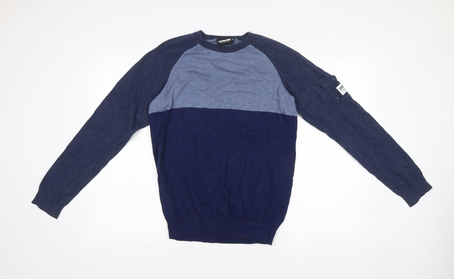 Mckenzie Mens Blue Medium Cotton Crew Neck Pullover Jumper