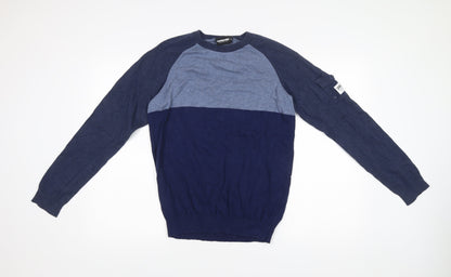 Mckenzie Mens Blue Medium Cotton Crew Neck Pullover Jumper