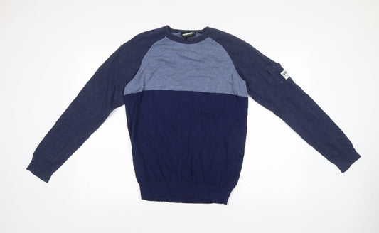 Mckenzie Mens Blue Medium Cotton Crew Neck Pullover Jumper