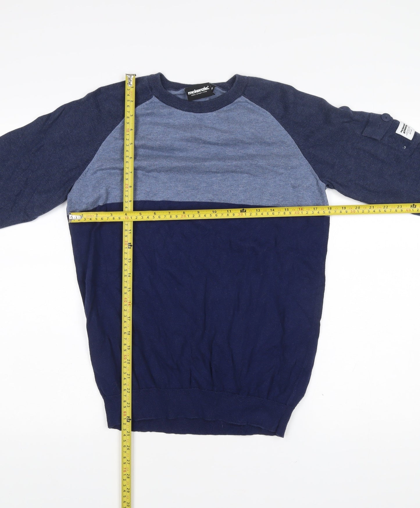 Mckenzie Mens Blue Medium Cotton Crew Neck Pullover Jumper