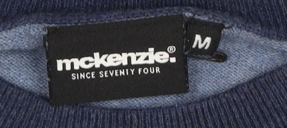 Mckenzie Mens Blue Medium Cotton Crew Neck Pullover Jumper