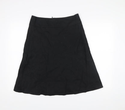 Next Women’s Black Linen A-Line Knee Length Skirt Size 12