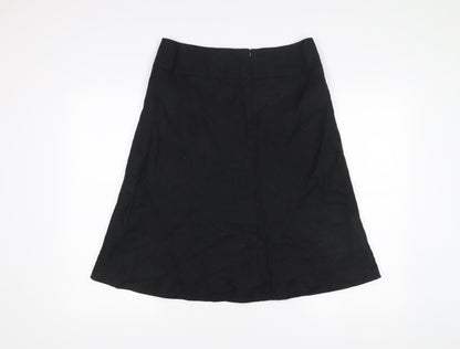 Next Women’s Black Linen A-Line Knee Length Skirt Size 12