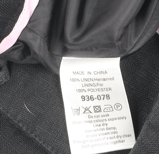 Next Women’s Black Linen A-Line Knee Length Skirt Size 12