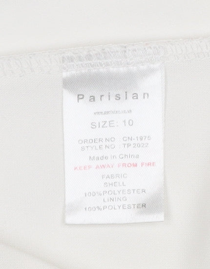 Parisian Womens Ivory Sequin Collar Sleeveless Blouse Size 10