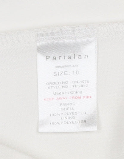 Parisian Womens Ivory Sequin Collar Sleeveless Blouse Size 10