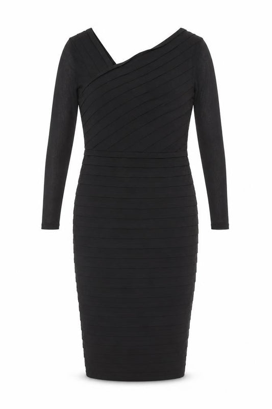 Mint Velvet Women Black Size 10 Bodycon V-Neck Knee Length Dress