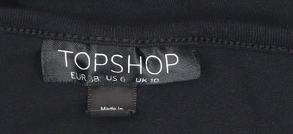 Topshop Women’s Black Size 10 Slip Dress Lace Trim Sleeveless Short