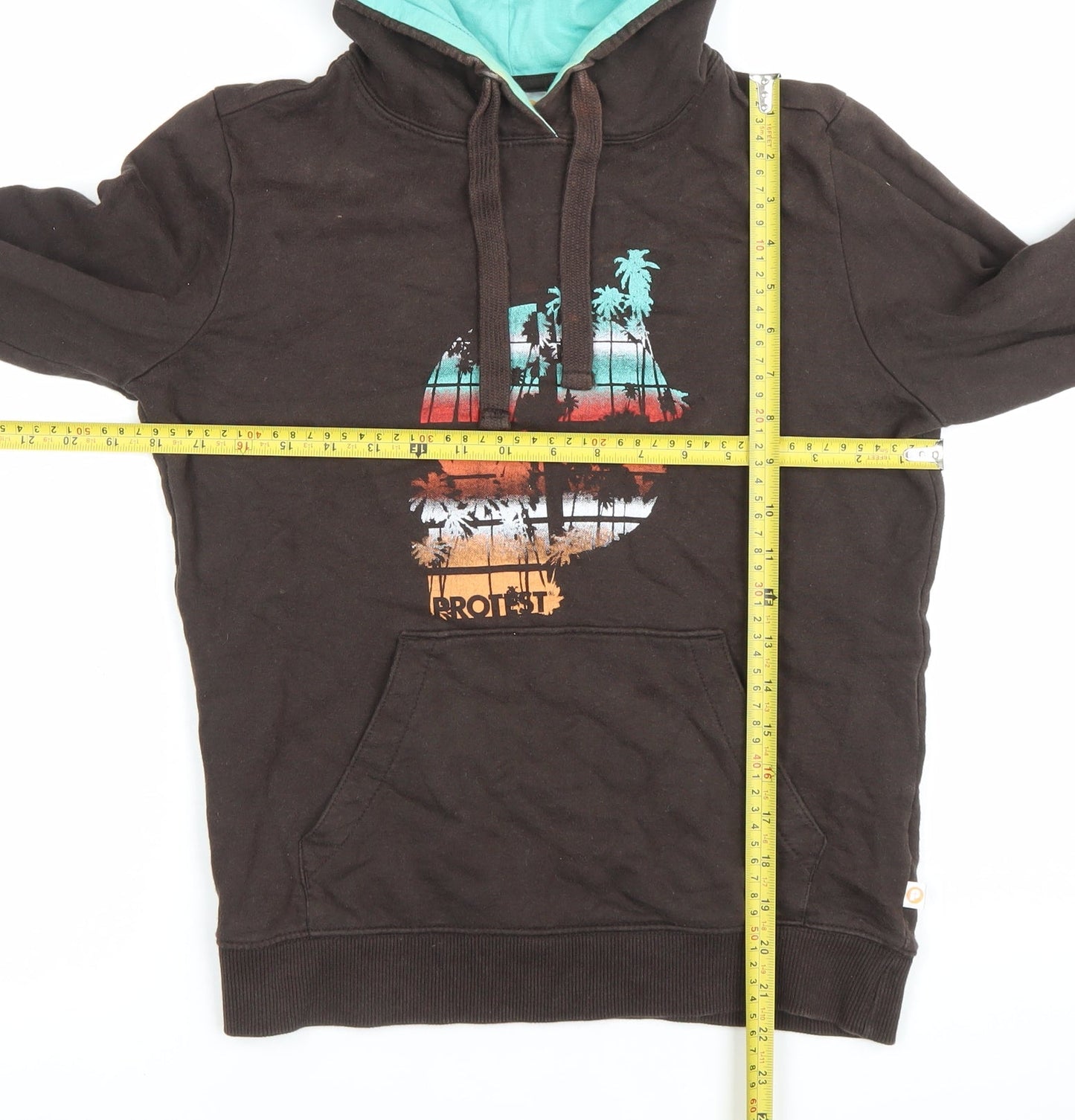 Protest Women’s Brown Pullover Hoodie M Graphic Print Cotton