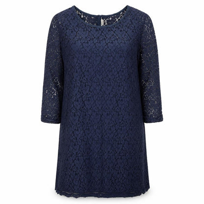 H&M Women’s Blue Lace Shift Dress Size 12 Scoop Neck 3/4 Sleeve