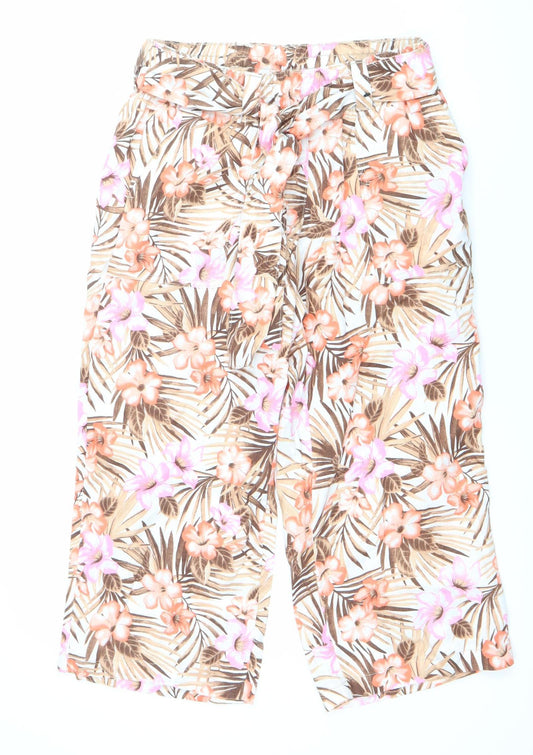Womens UK Size 10 Lands' End Regular Fit Cropped Multicoloured Trousers