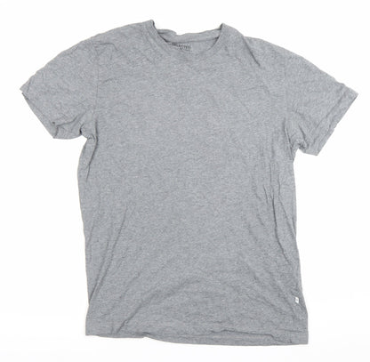 SELECTED HOMME Men's Grey Crew Neck Cotton T-Shirt Size M
