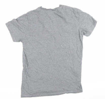 SELECTED HOMME Men's Grey Crew Neck Cotton T-Shirt Size M