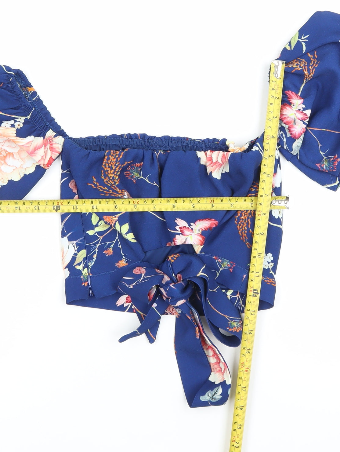 River Island Women’s Blue Floral Off Shoulder Cropped Blouse Size 8
