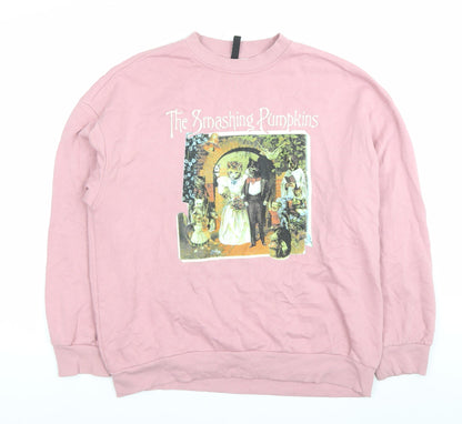 H&M Divided Womens Pink Graphic Sweatshirt Size 2XS Cotton Blend
