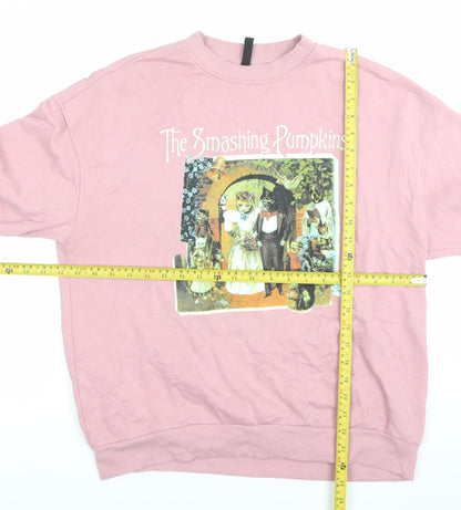 H&M Divided Womens Pink Graphic Sweatshirt Size 2XS Cotton Blend
