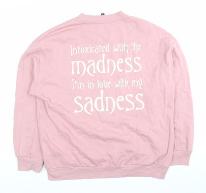 H&M Divided Womens Pink Graphic Sweatshirt Size 2XS Cotton Blend