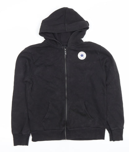 Converse Boys Black Full Zip Hoodie 12-13 Years Logo Fleece Lined