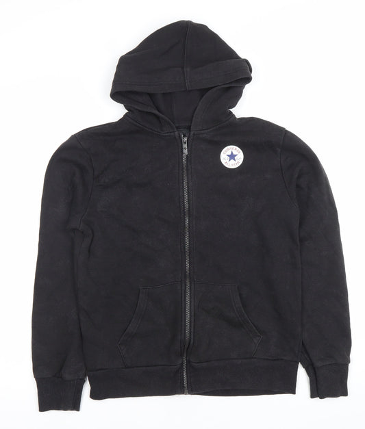 Converse Boys Black Full Zip Hoodie 12-13 Years Logo Fleece Lined