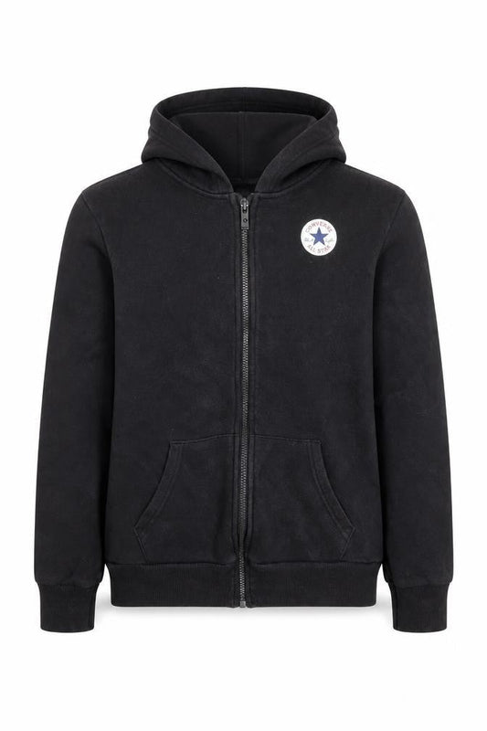 Converse Boys Black Full Zip Hoodie 12-13 Years Logo Fleece Lined