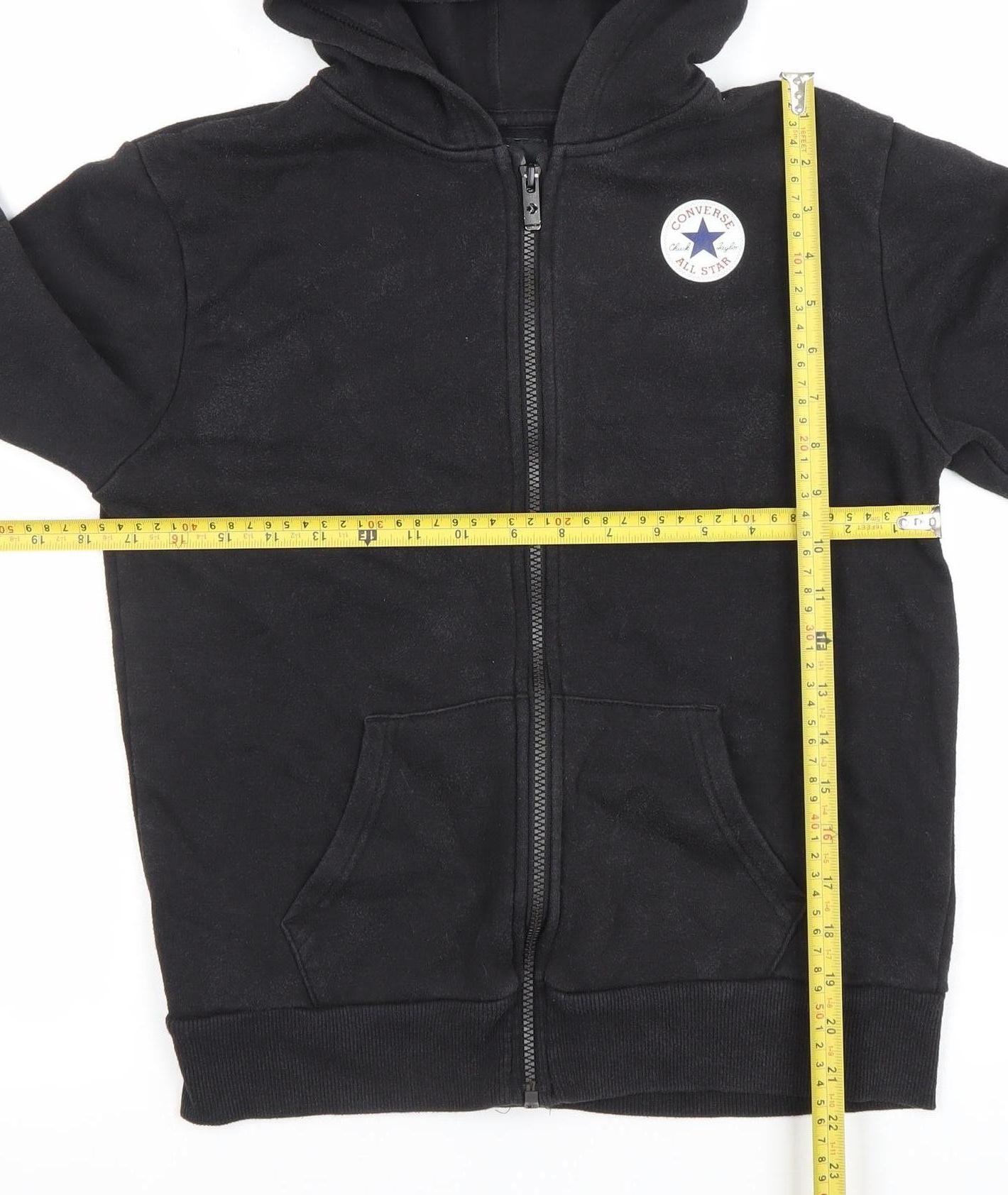 Converse Boys Black Full Zip Hoodie 12-13 Years Logo Fleece Lined