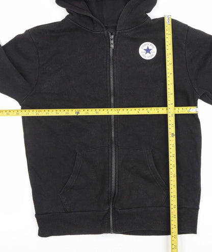 Converse Boys Black Full Zip Hoodie 12-13 Years Logo Fleece Lined
