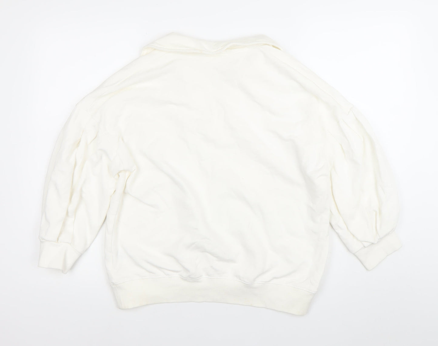 H&M Women’s White Collared Pullover Sweatshirt Size S Cotton