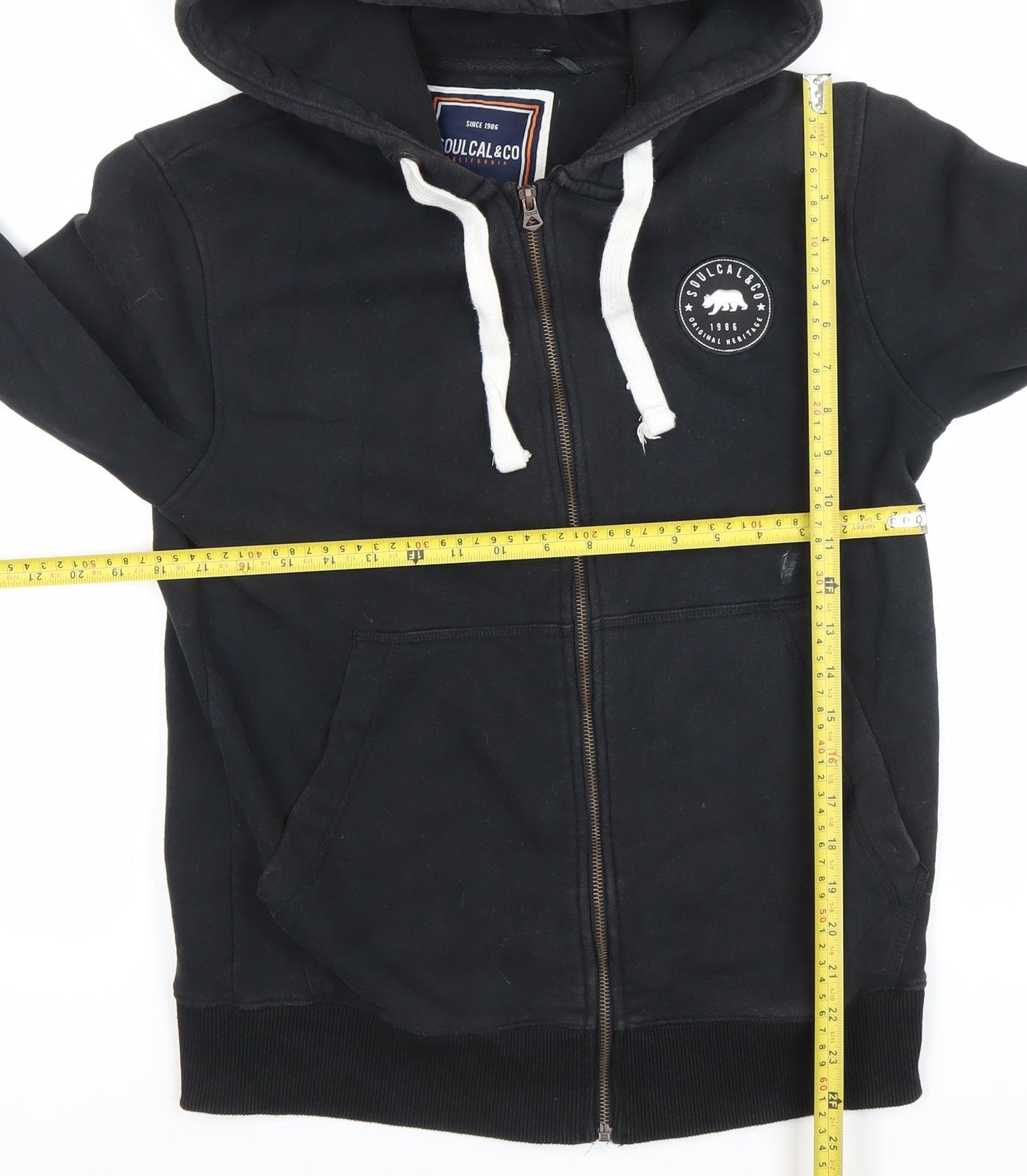 SoulCal&Co Unisex Black Full Zip Hoodie Size M Cotton Blend