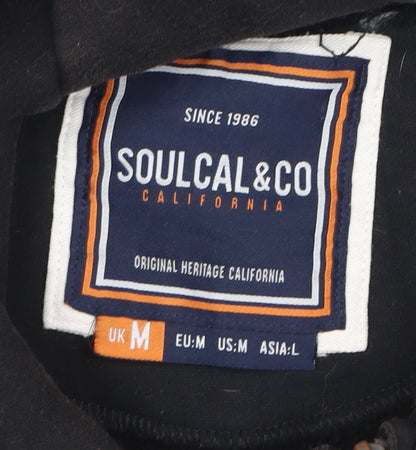 SoulCal&Co Unisex Black Full Zip Hoodie Size M Cotton Blend