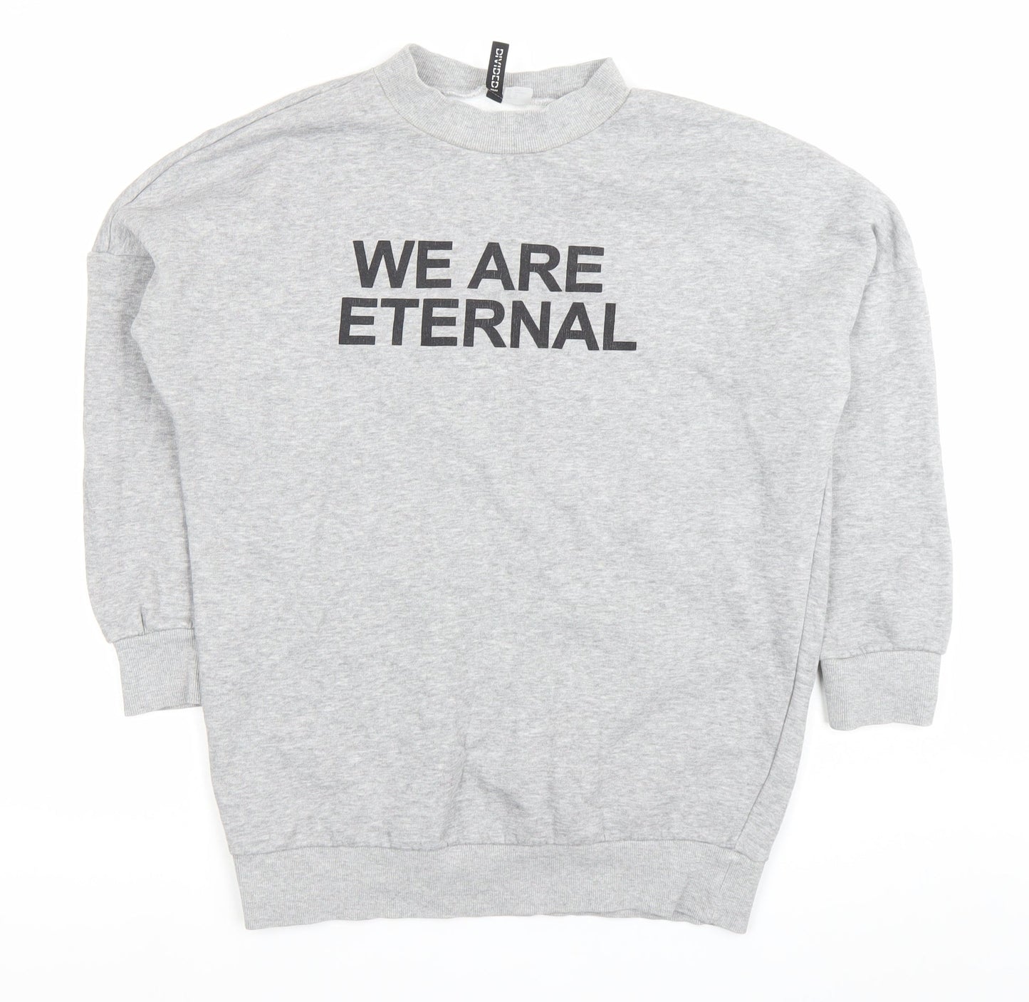 H&M Women’s Grey Pullover Sweatshirt Size 8 Graphic Print