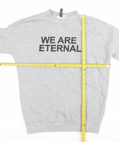 H&M Women’s Grey Pullover Sweatshirt Size 8 Graphic Print