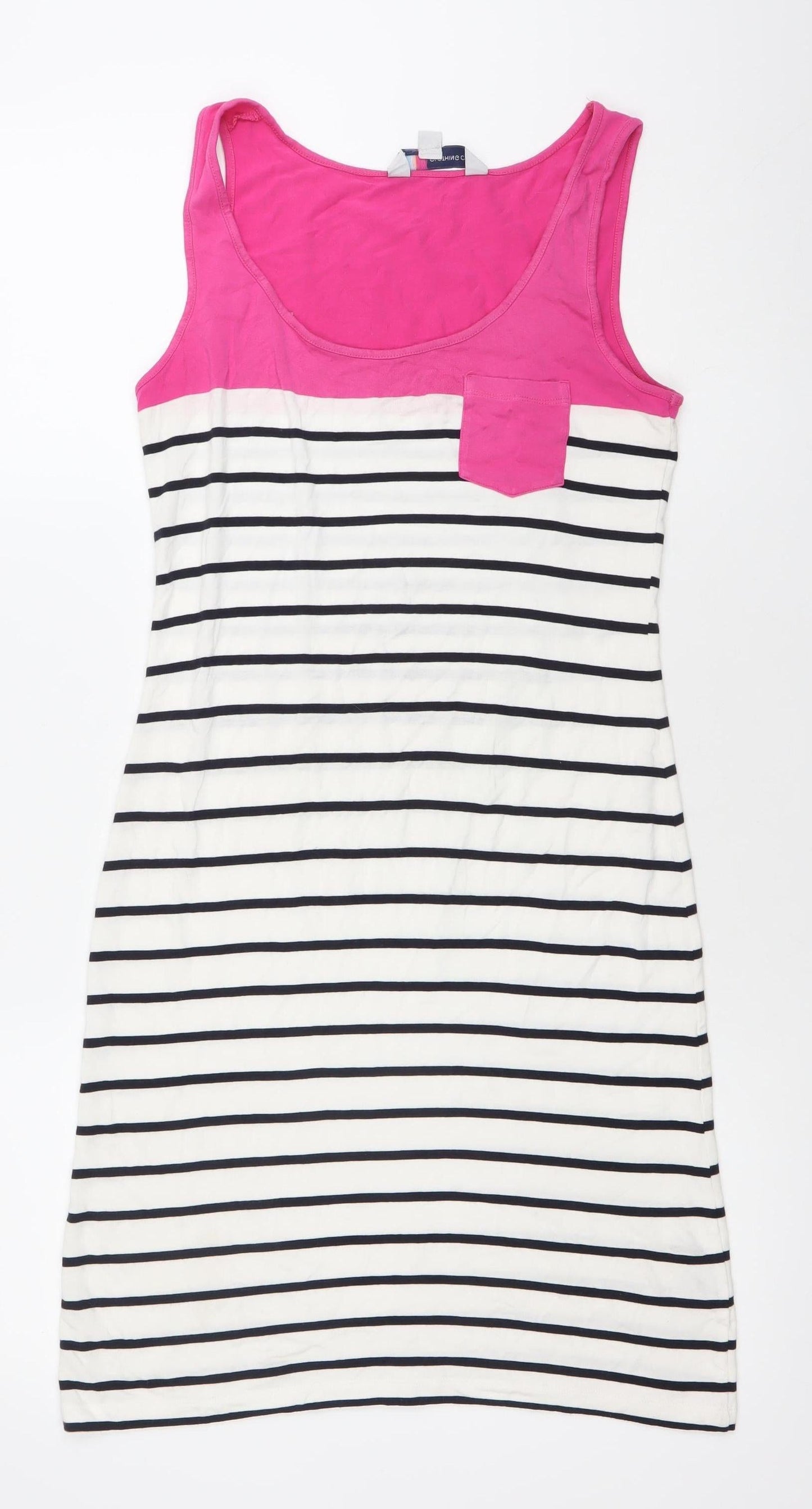Crew Clothing Women’s Pink White Black Striped Tank Dress Size 6