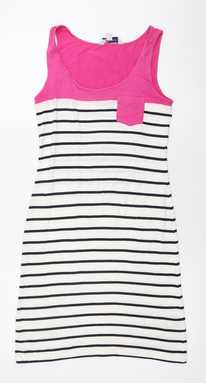 Crew Clothing Women’s Pink White Black Striped Tank Dress Size 6