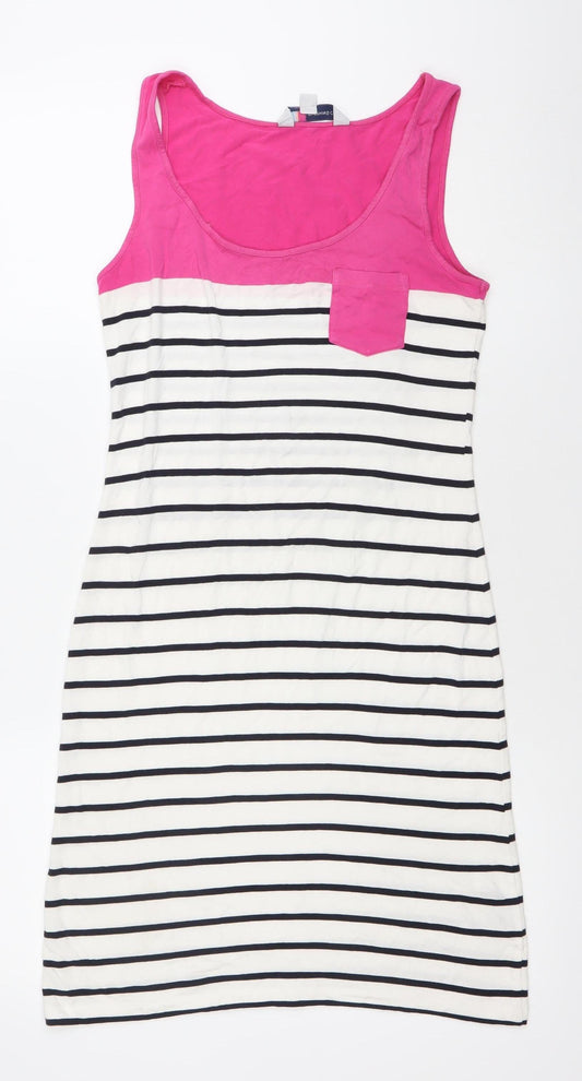 Crew Clothing Women’s Pink White Black Striped Tank Dress Size 6